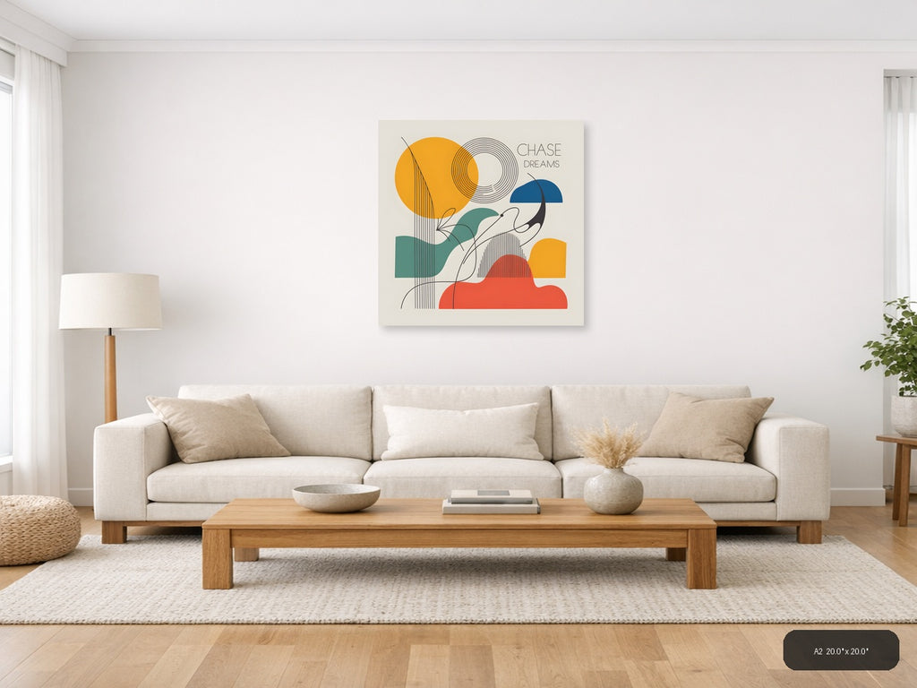 Chase Dreams Abstract Line Art Geometric Wall Art — A2 / Living Room