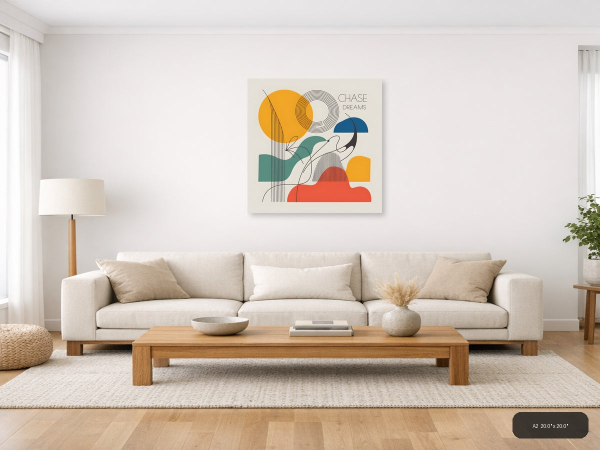 Chase Dreams Abstract Line Art Geometric Wall Art — A2 / Living Room