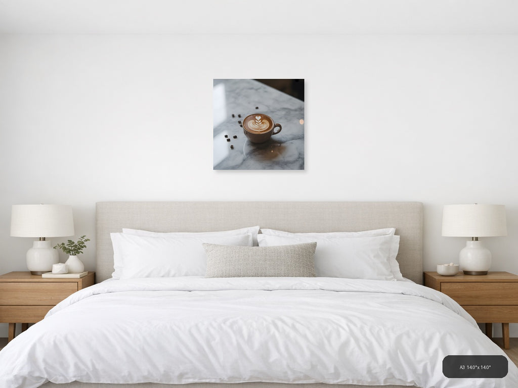 Minimalist Latte Art Coffee Cup Wall Art — A3 / Bedroom