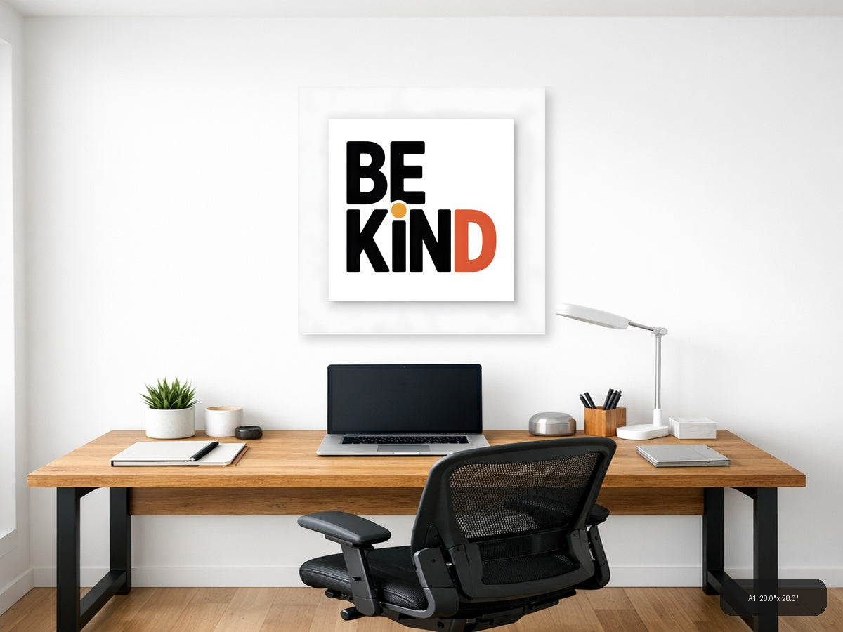 Be Kind Minimalist Typography Wall Art — A1 / Office