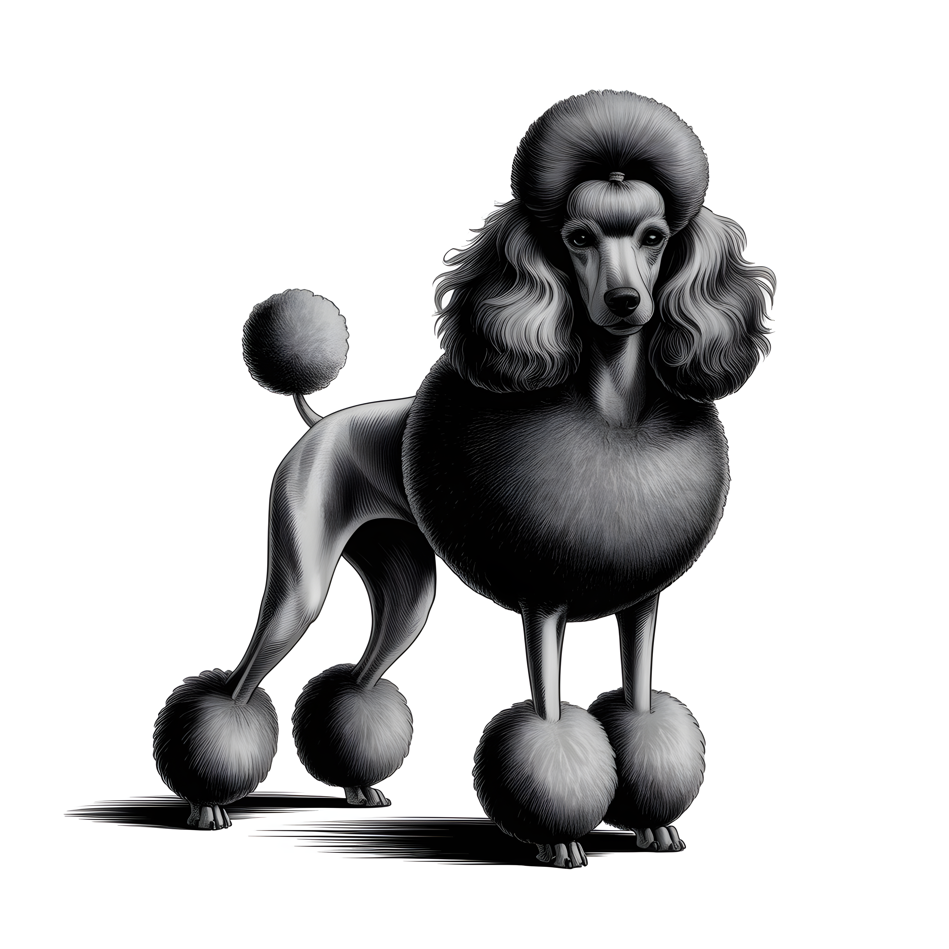 Standard Poodle Portrait Minimalist Black & White Wall Art