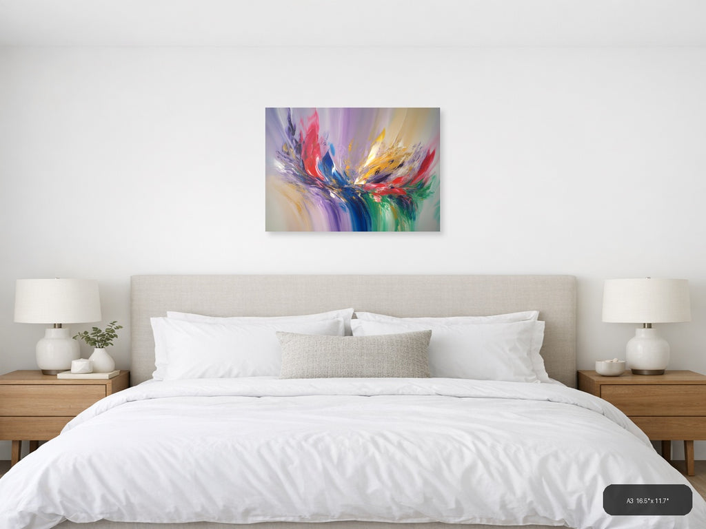 Colorful Abstract Explosion - Modern Purple Blue Red Wall Art — A3 / Bedroom