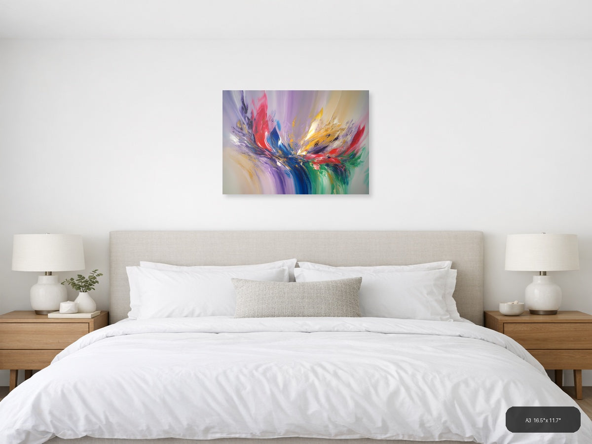Colorful Abstract Explosion - Modern Purple Blue Red Wall Art — A3 / Bedroom