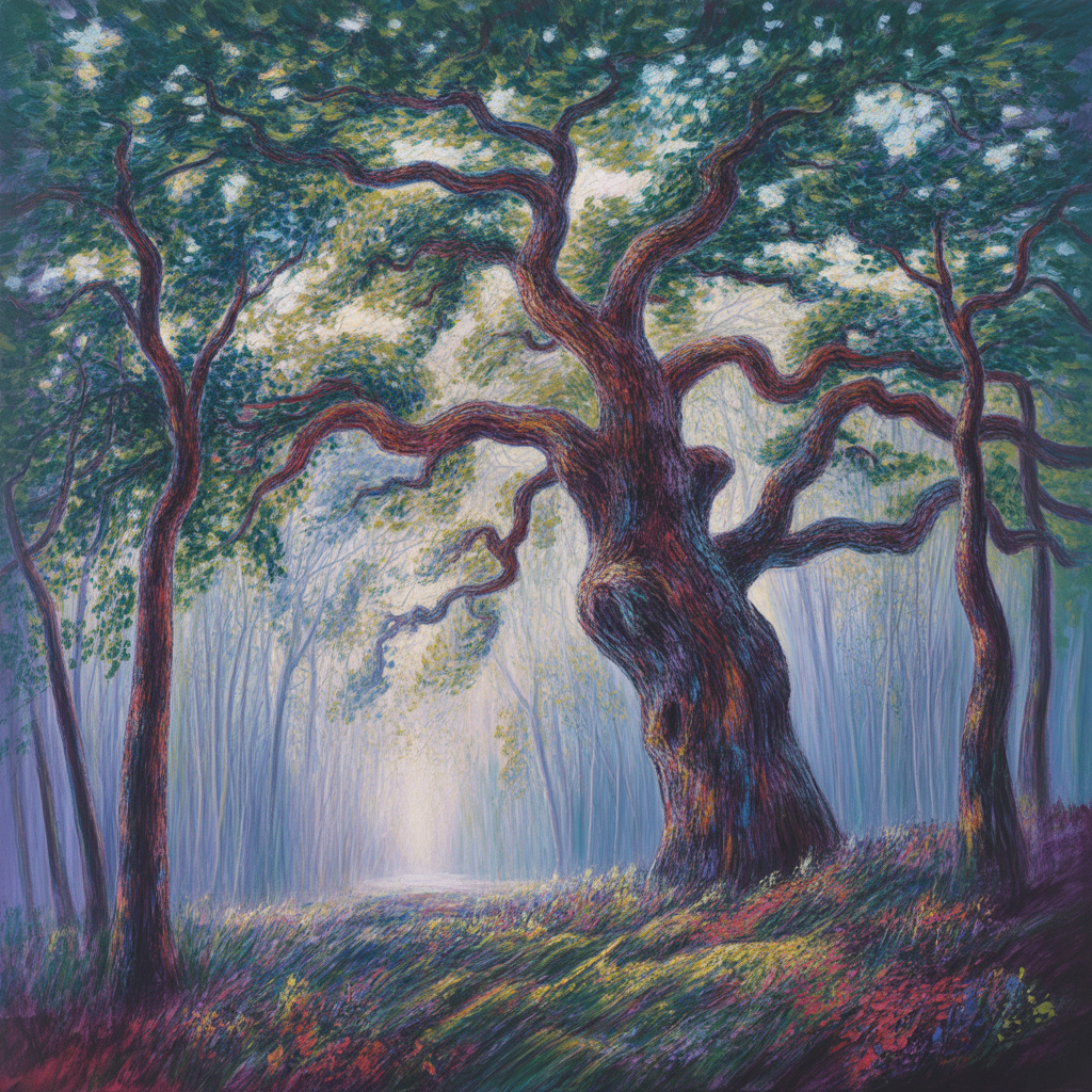 Ancient Forest Tree Landscape Abstract Wall Art