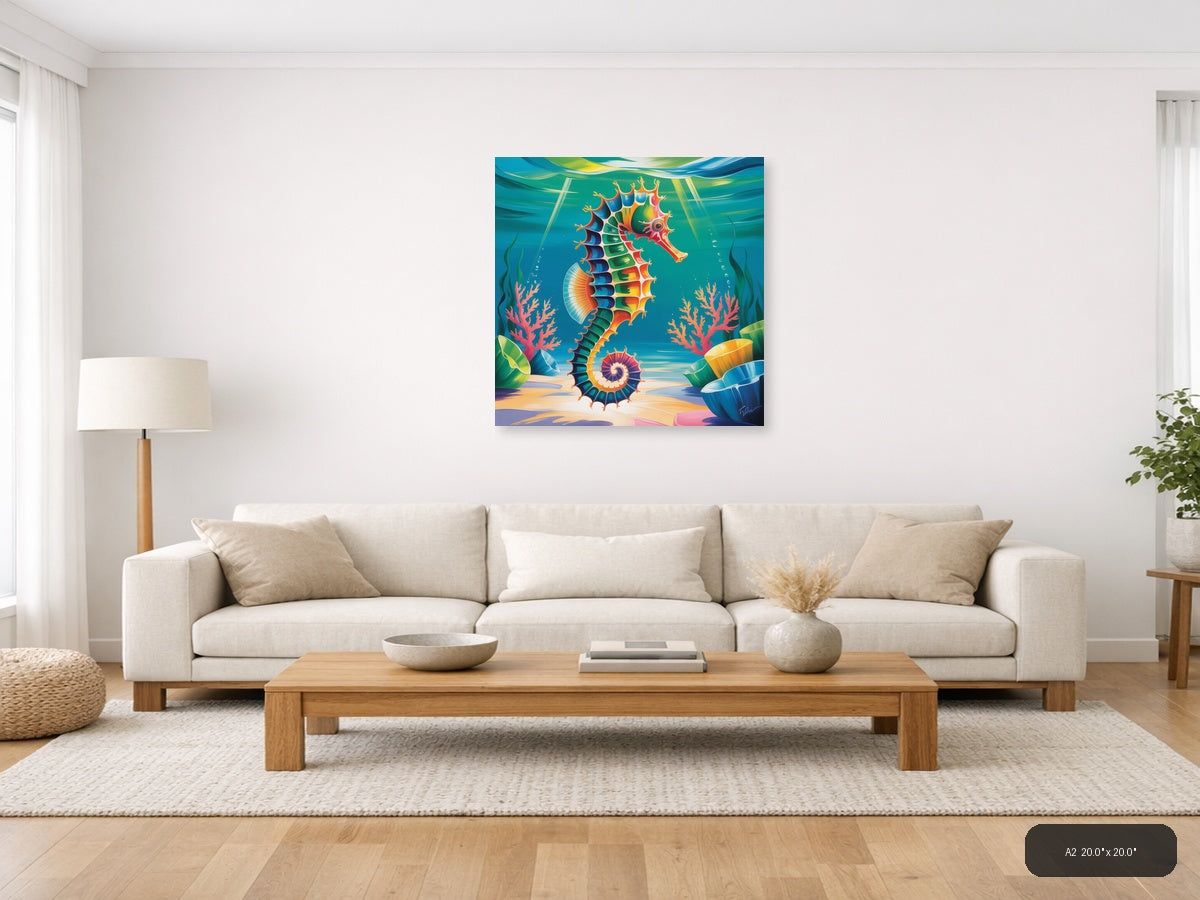 Seahorse — Abstract (Square) Canvas Print | Abstract Wall Art | A4 A3 A2 A1 — A2 / Living Room