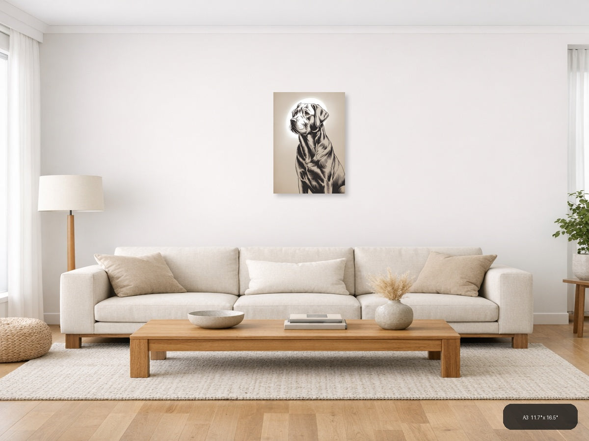 Labrador Retriever Portrait Line Art Wall Art — A3 / Living Room