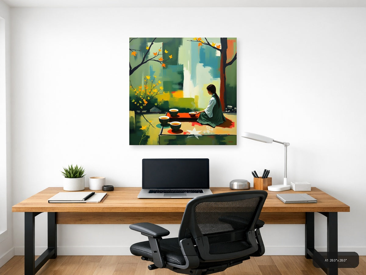 Abstract Autumn Tea Ceremony Asian Wall Art — A1 / Office