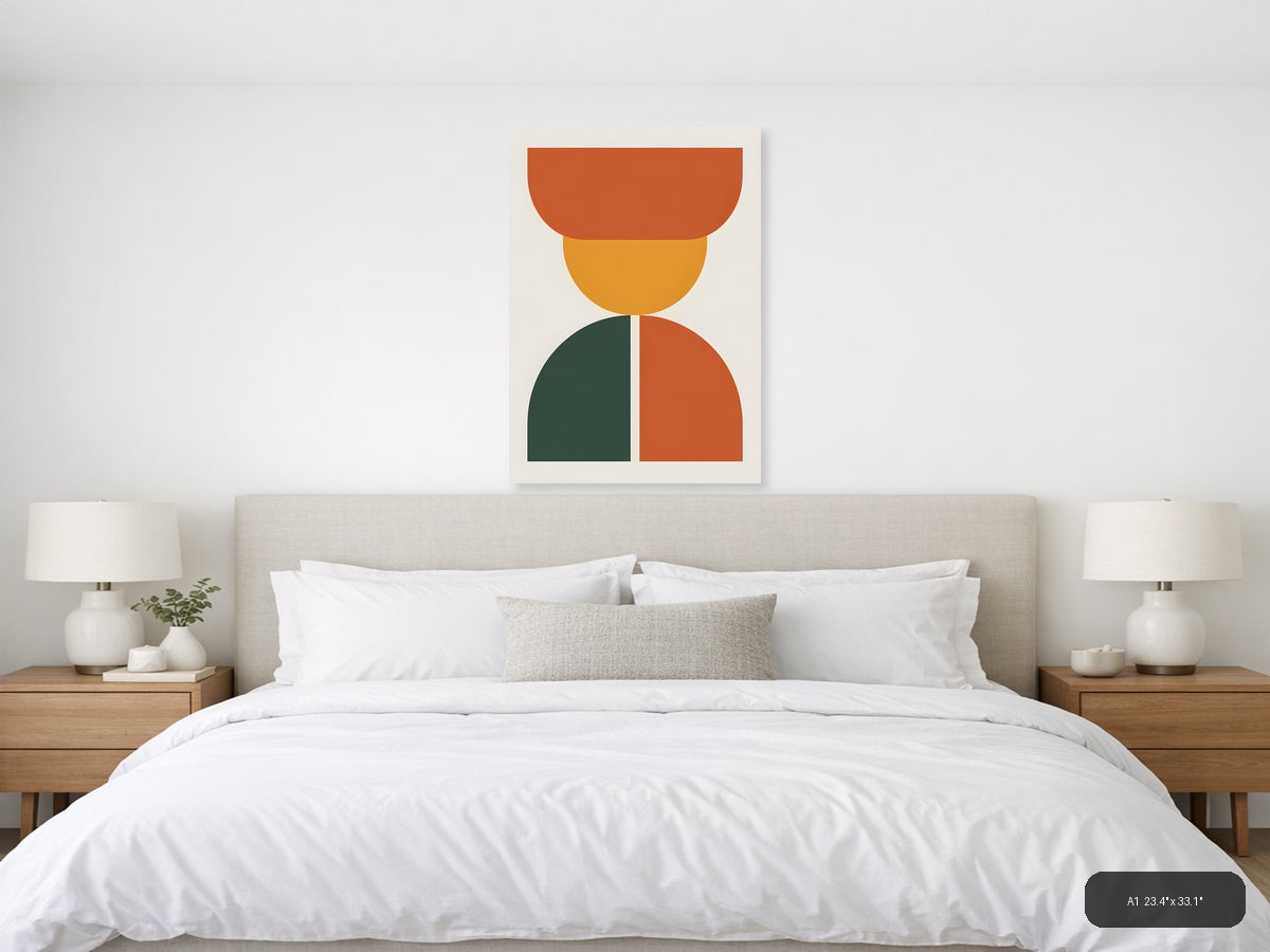 Minimalist Geometric Stacked Shapes Portrait Wall Art — A1 / Bedroom