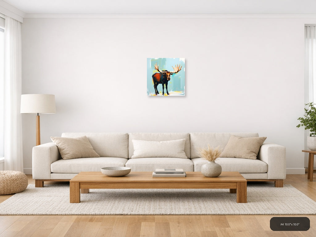 Majestic Moose Abstract Portrait Wall Art — A4 / Living Room