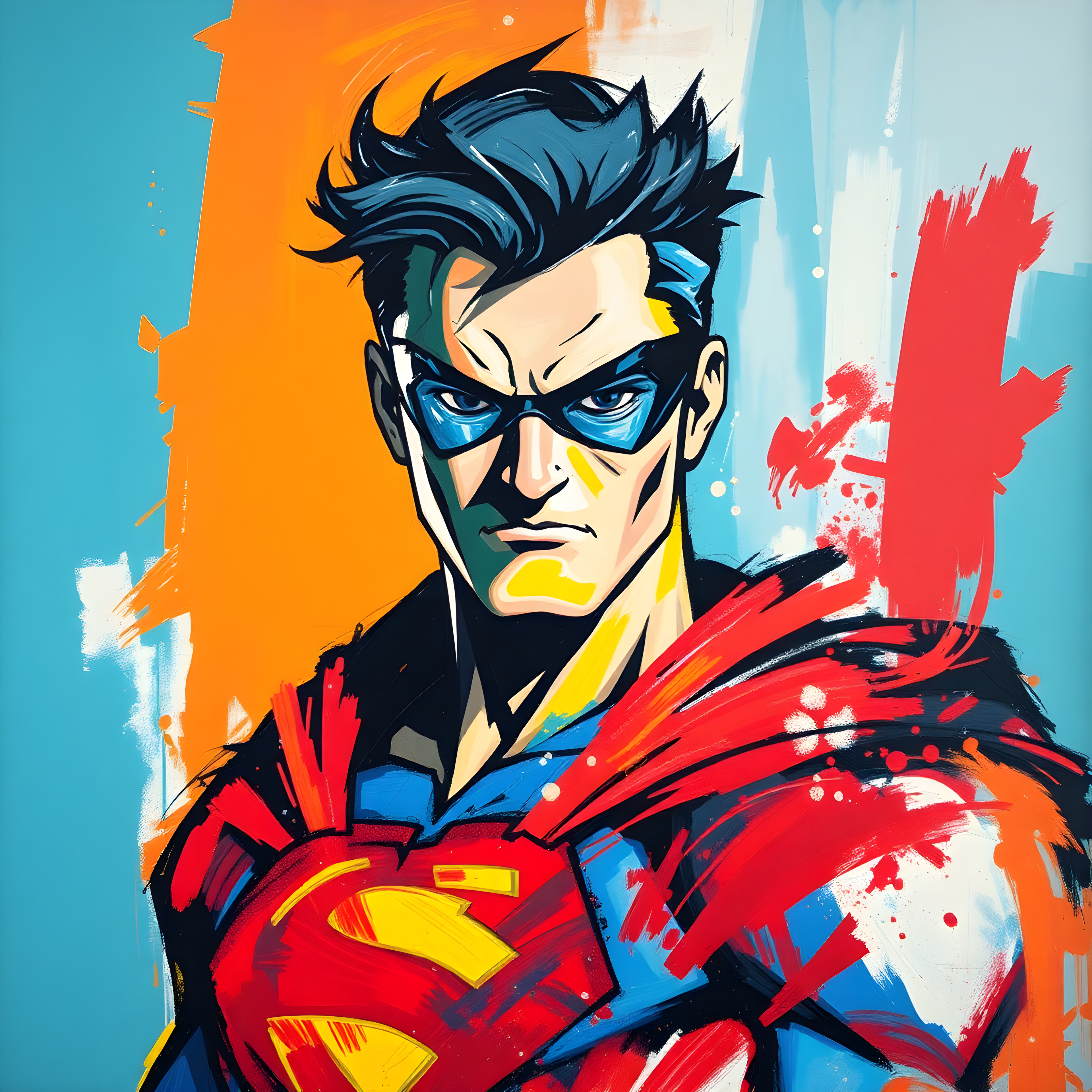 Abstract Superhero Portrait Pop Art Style Wall Art