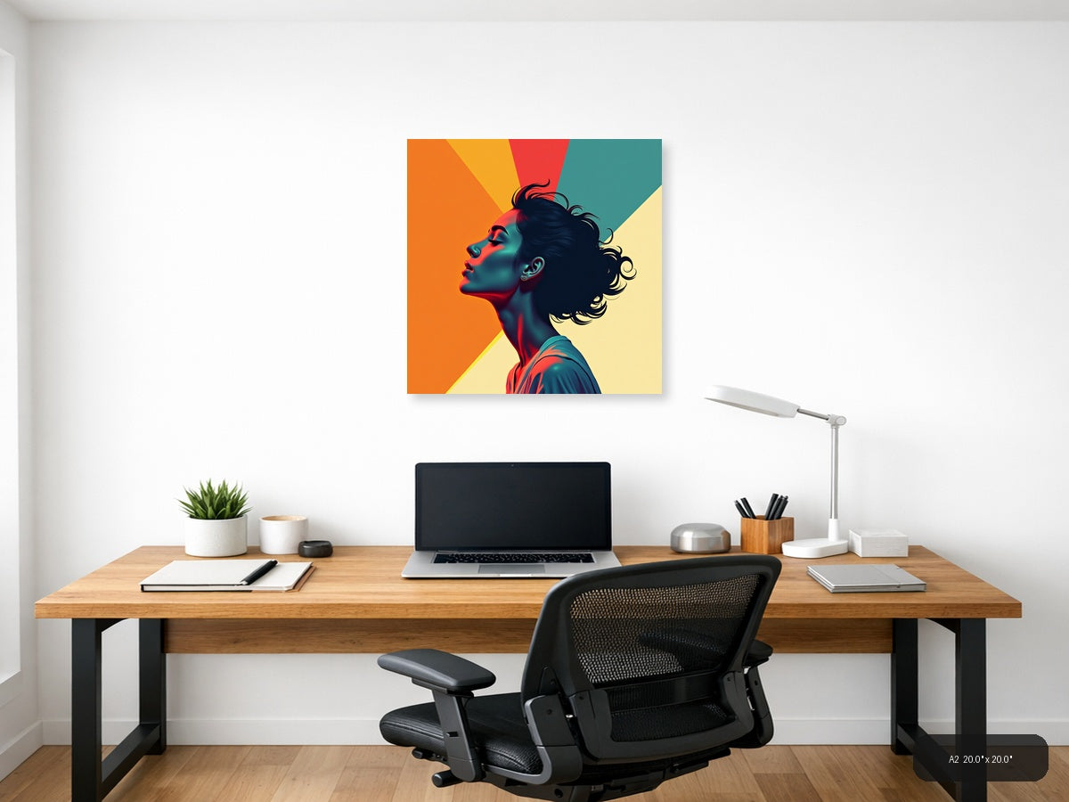 Colorful Pop Art Portrait Profile Woman Wall Art — A2 / Office