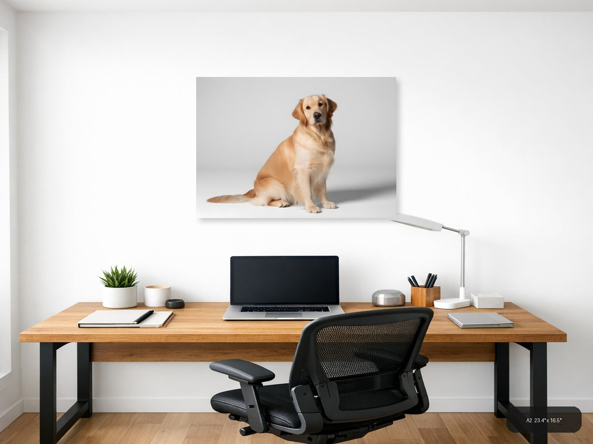 Golden Retriever Portrait Minimalist Wall Art — A2 / Office