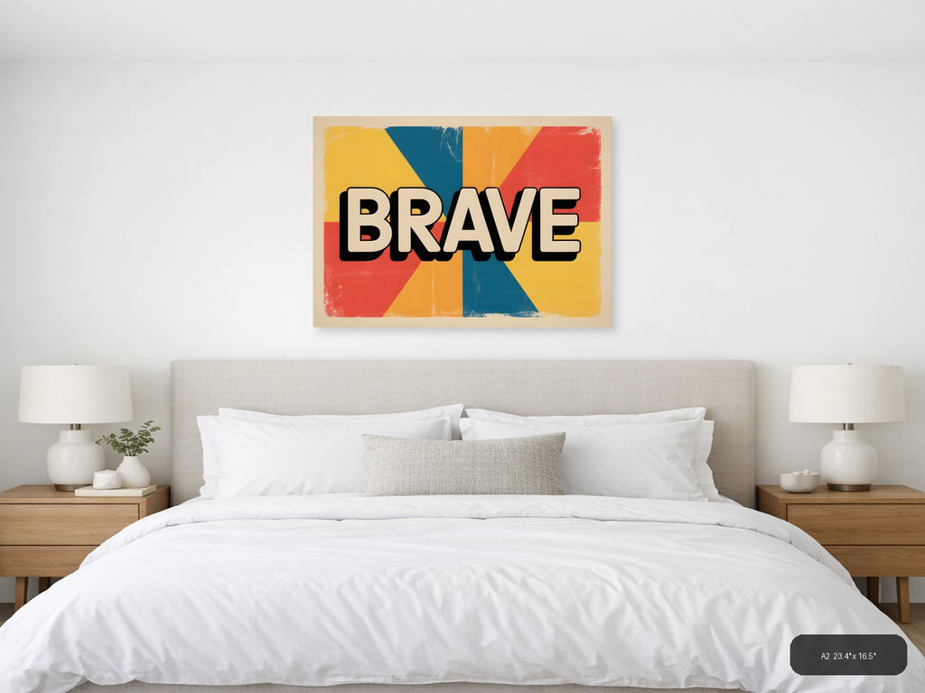 Brave Vintage Retro Geometric Sunburst Wall Art — A2 / Bedroom