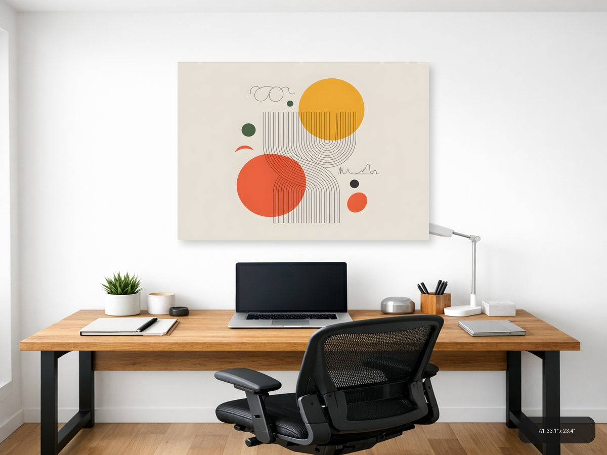Modern Line Art with Geometric Circles Wall Art — A1 / Office