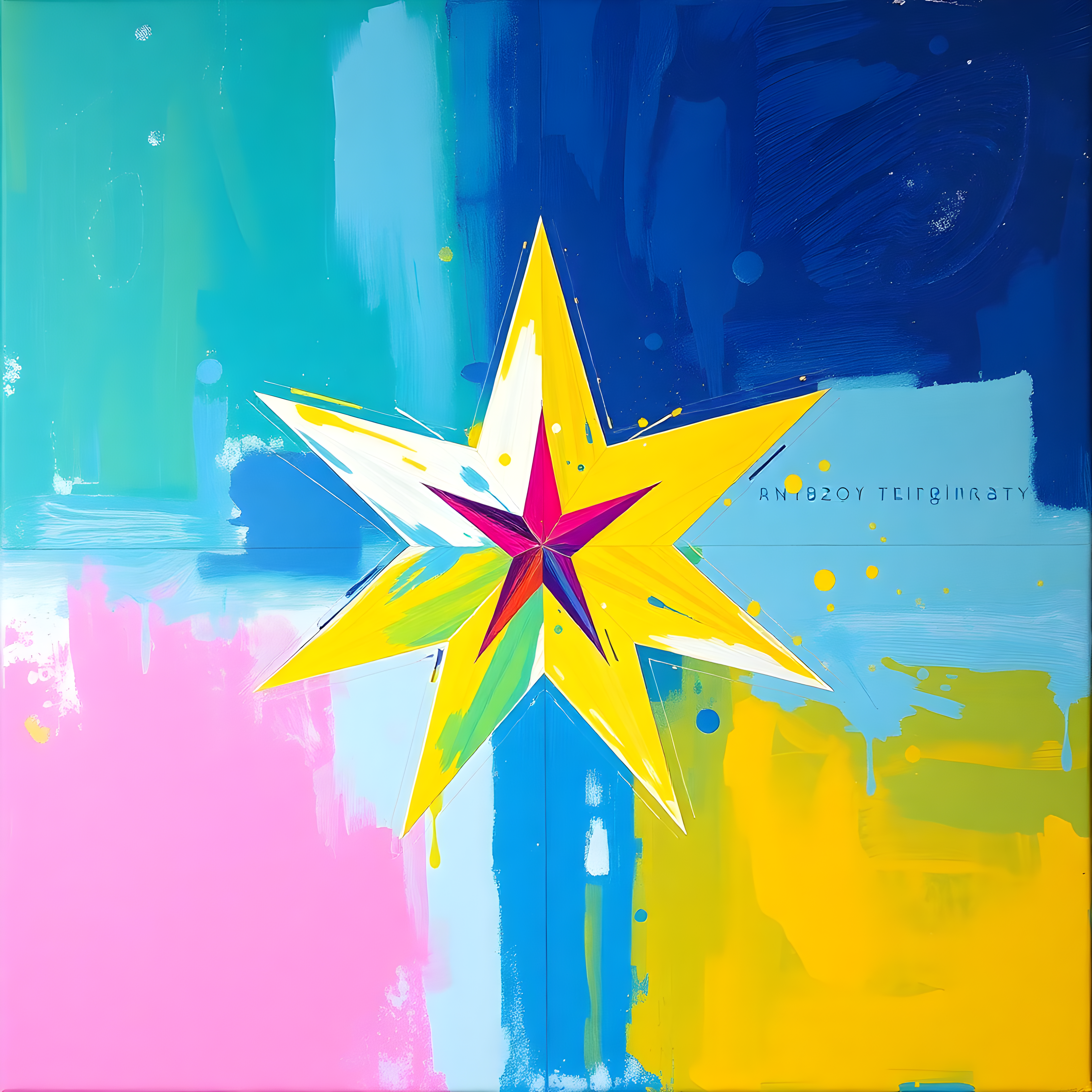 Colorful Abstract Star Burst Modern Wall Art