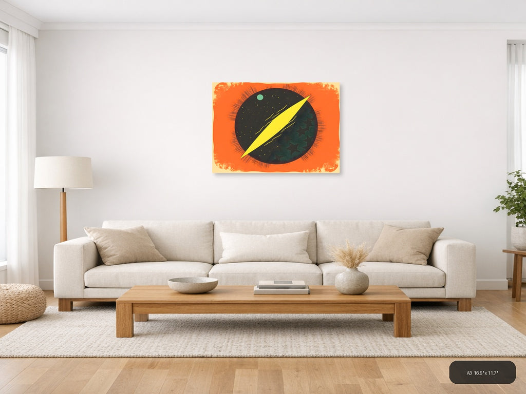 Vintage Cosmic Eye Lightning Bolt Wall Art — A3 / Living Room