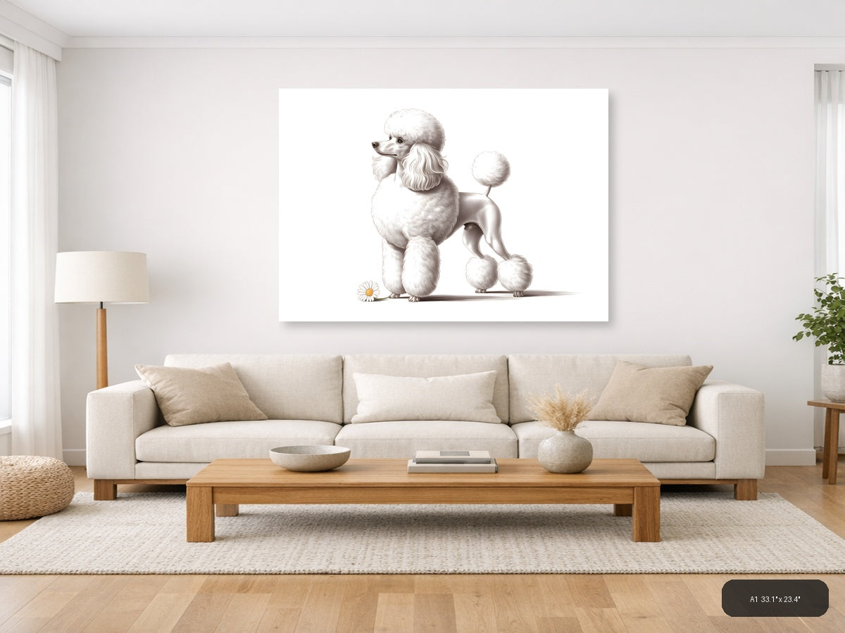 Poodle — Minimalist (Landscape) Canvas Print | Minimalist Wall Art | A4 A3 A2 A1 — A1 (Living Room)
