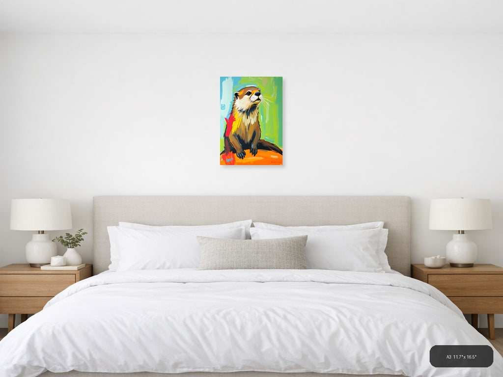 Colorful Abstract Otter Portrait Wall Art — A3 / Bedroom