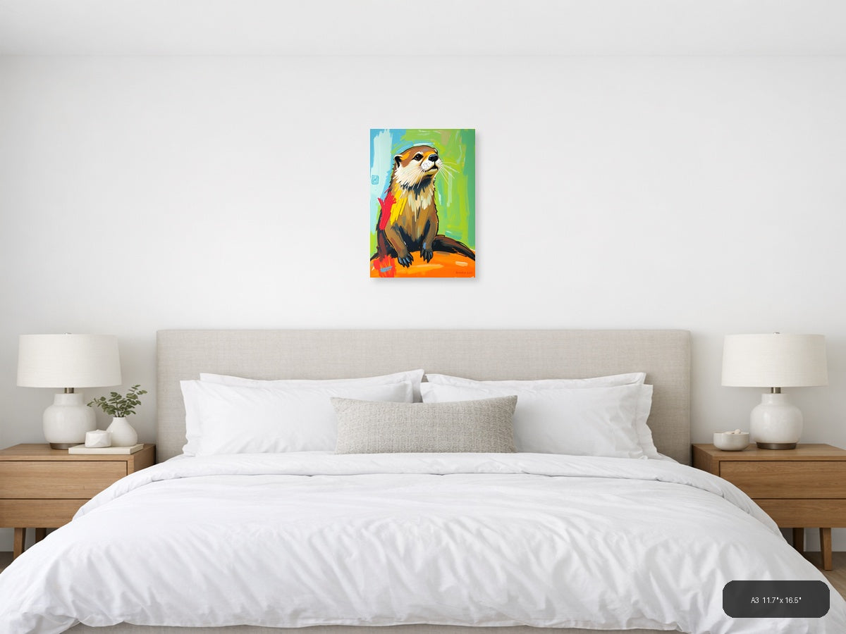 Colorful Abstract Otter Portrait Wall Art — A3 / Bedroom
