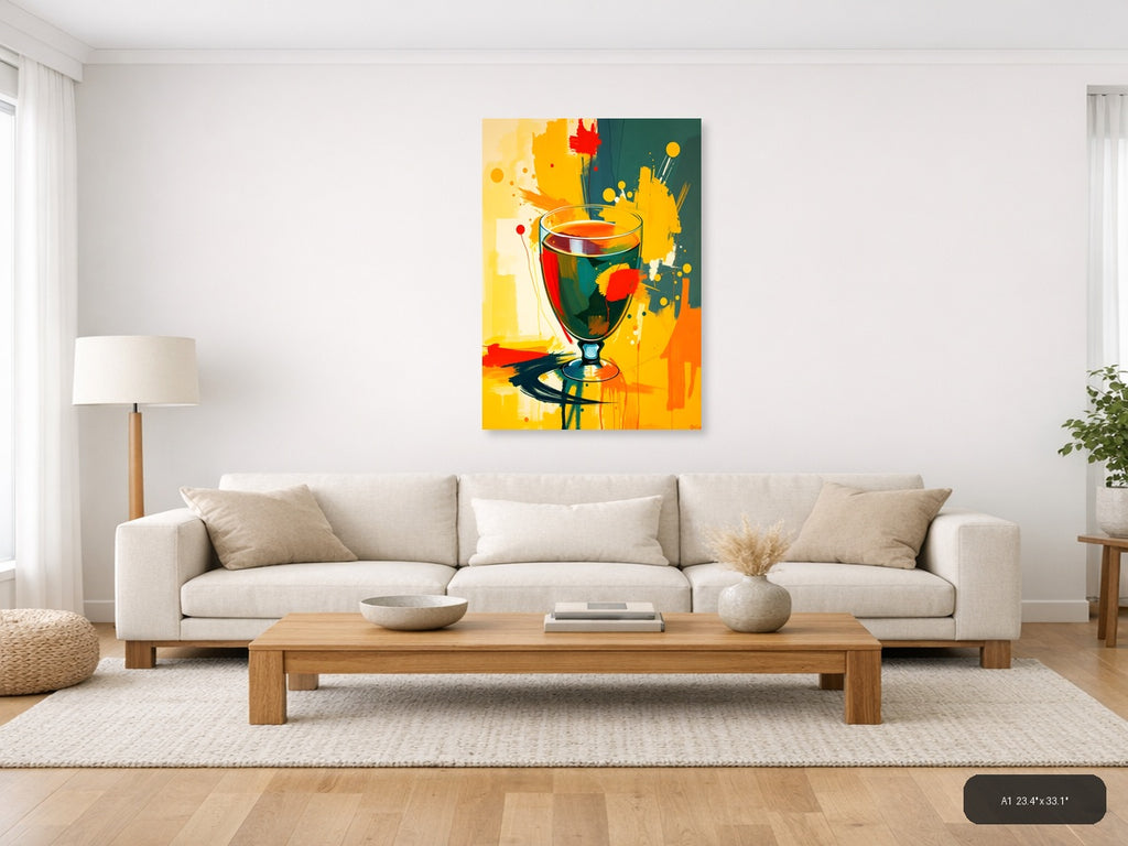 Abstract Colorful Wine Glass Splash Modern Wall Art — A1 / Living Room