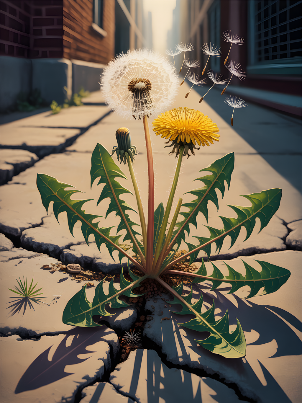 Vintage Dandelion in Urban Ruins Wall Art