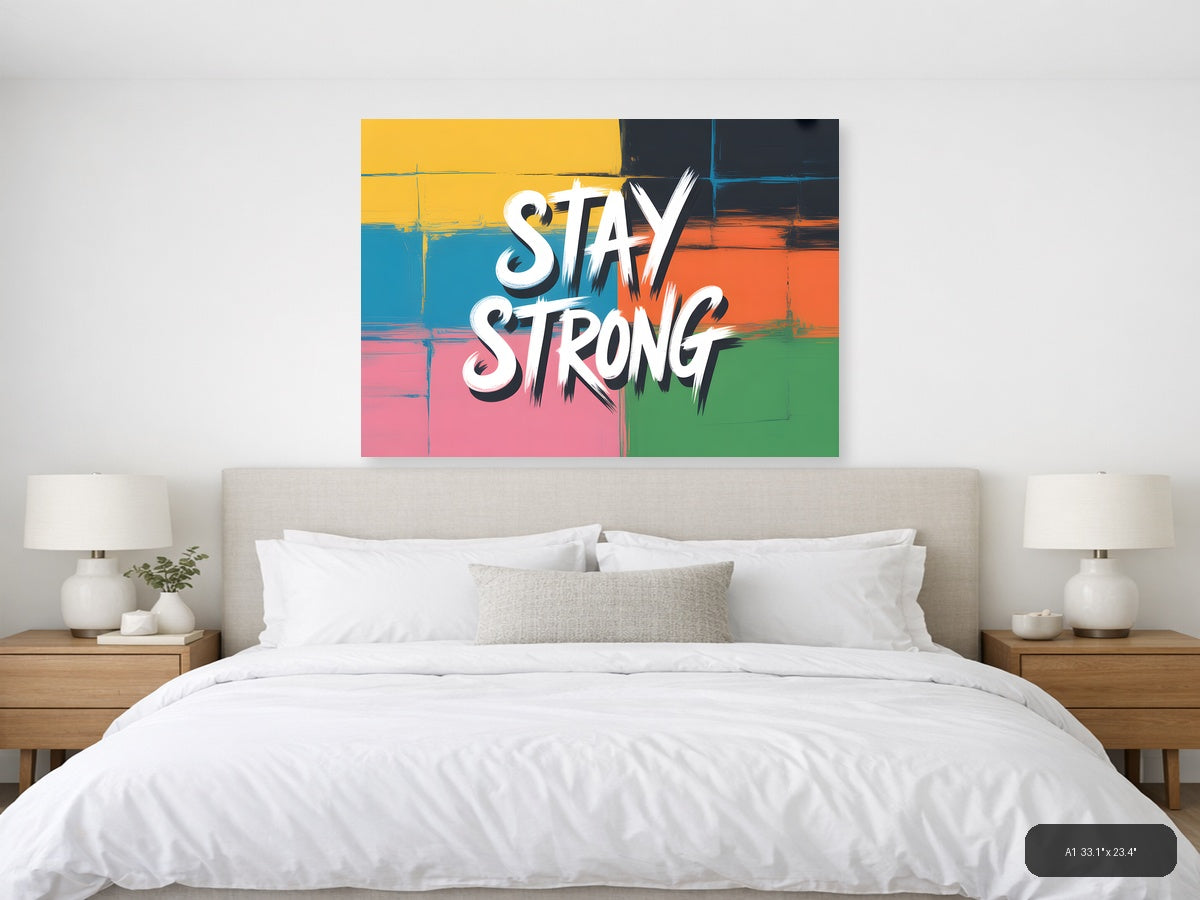 Stay Strong Colorful Abstract Street Art Wall Art — A1 / Bedroom