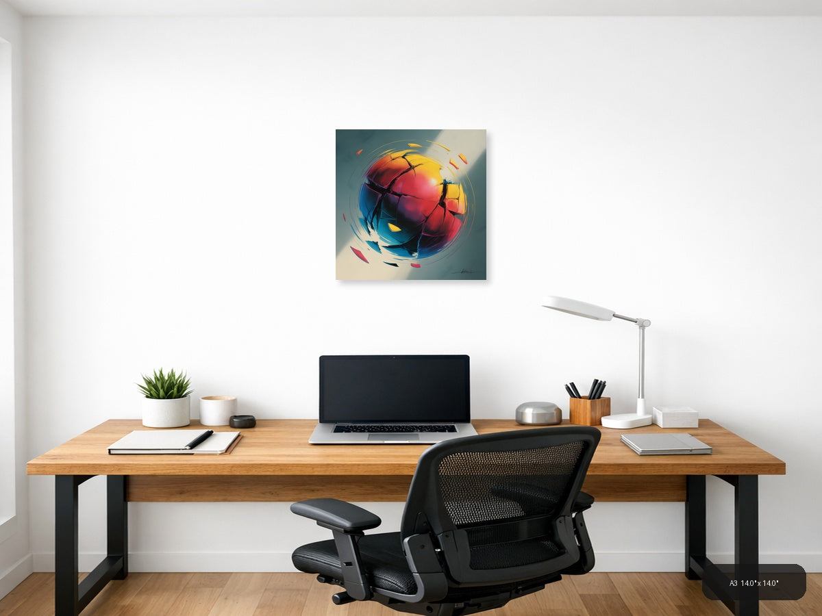 Colorful Abstract Geometric Sphere Wall Art — A3 / Office