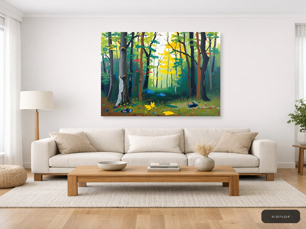 Abstract Forest Stream Landscape Wall Art — A1 / Living Room