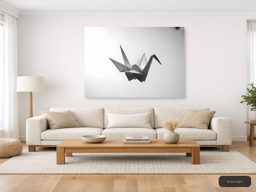 Minimalist Paper Crane Geometric Sculpture Wall Art — A1 / Living Room