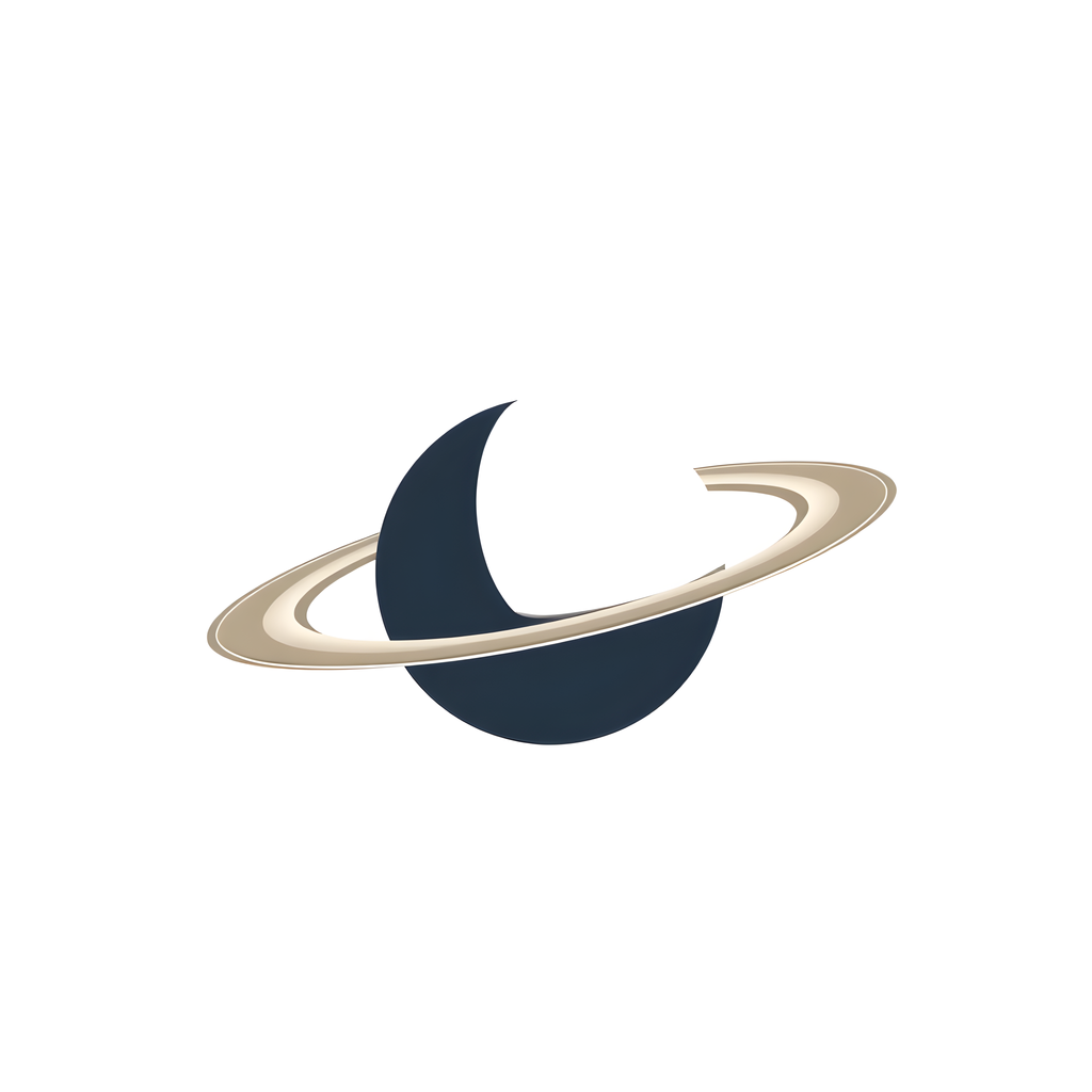 Minimalist Planet with Rings Dark Blue Wall Art