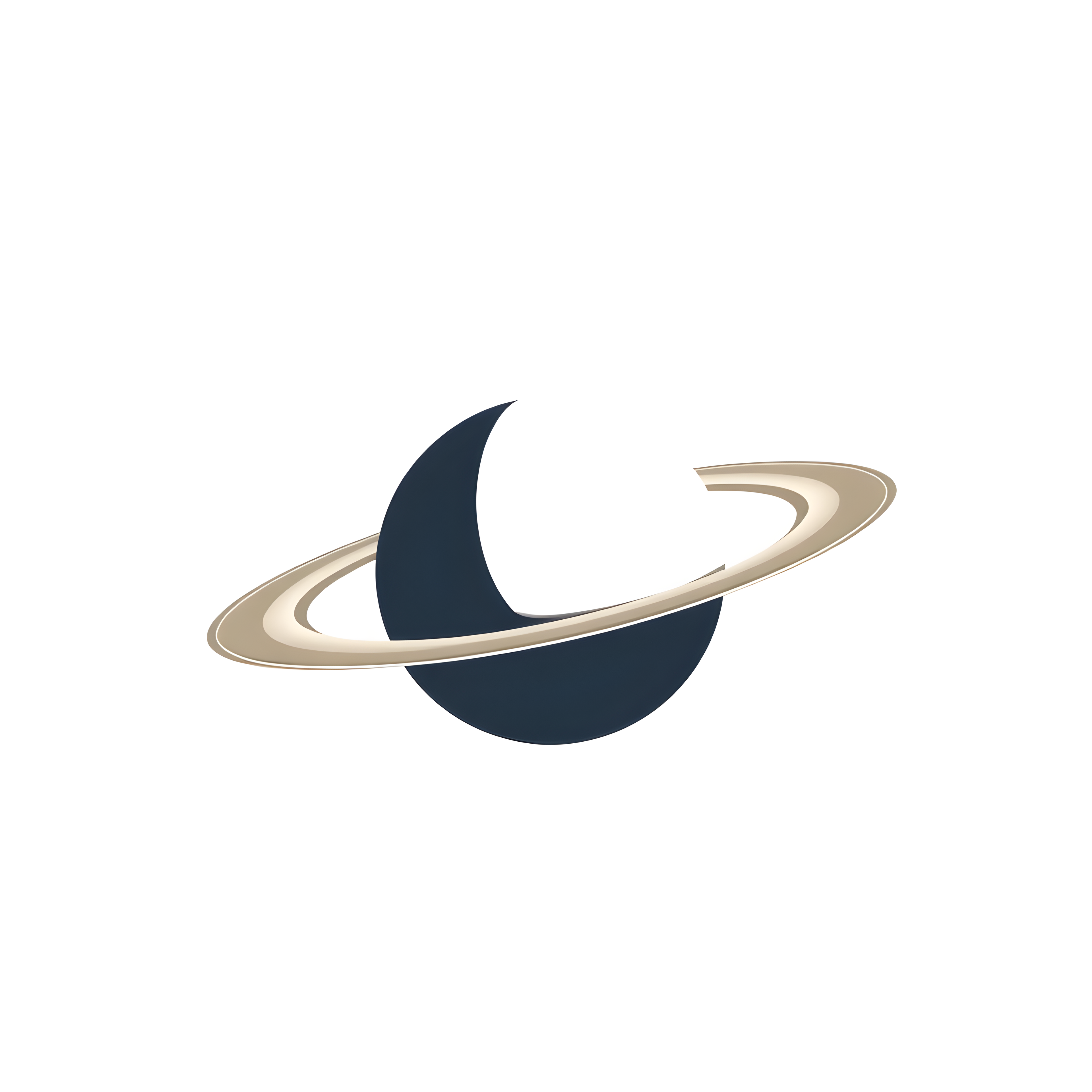 Minimalist Planet with Rings Dark Blue Wall Art