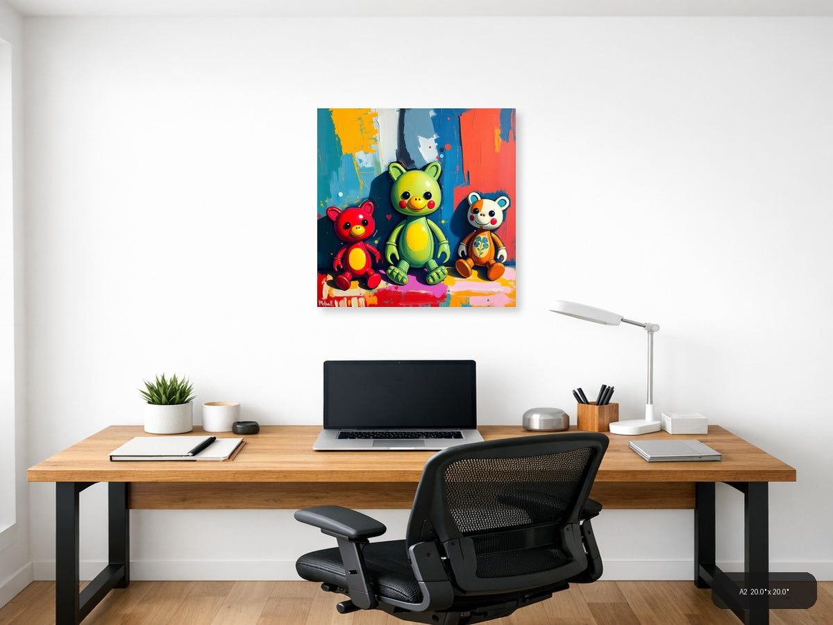 Colorful Bear Friends Abstract Pop Art Wall Art — A2 / Office