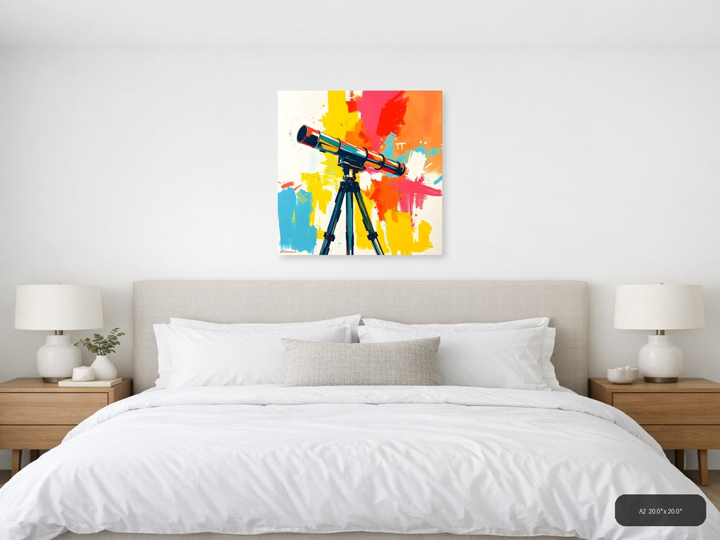 Colorful Telescope Abstract Splatter Wall Art — A2 / Bedroom