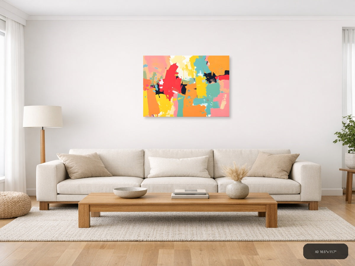 Vibrant Abstract Splatter Art | Colorful Wall Art — A3 / Living Room