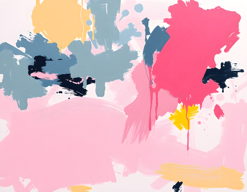 Abstract Pink & Blue Brushstroke Modern Wall Art