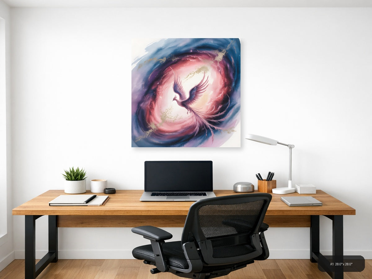 Mystical Phoenix Rising Watercolor Wall Art — A1 / Office
