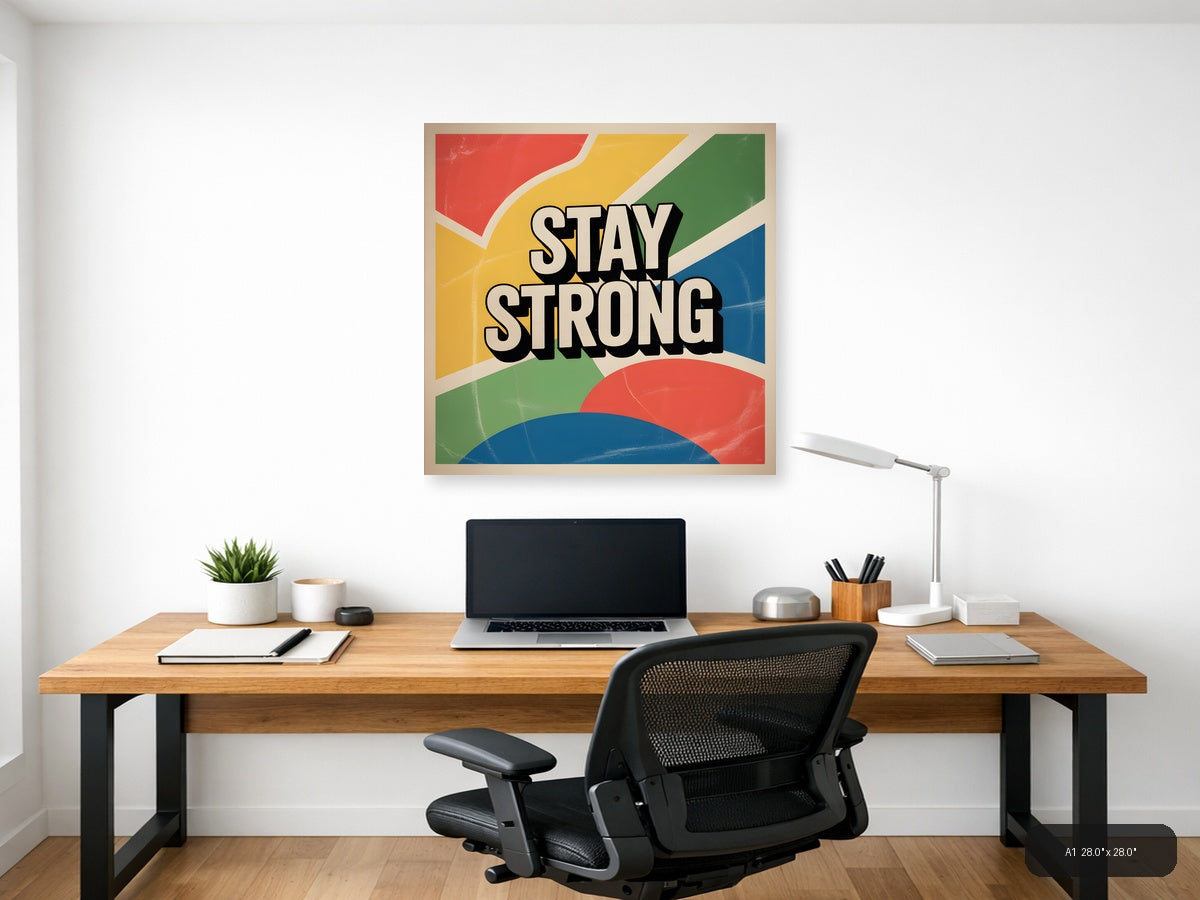 Stay Strong Vintage Motivational Retro Wall Art — A1 / Office