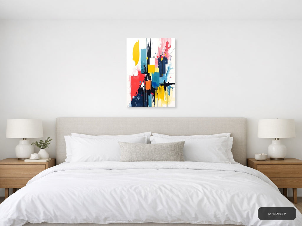 Abstract Silhouette Cityscape Splatter Wall Art — A2 / Bedroom