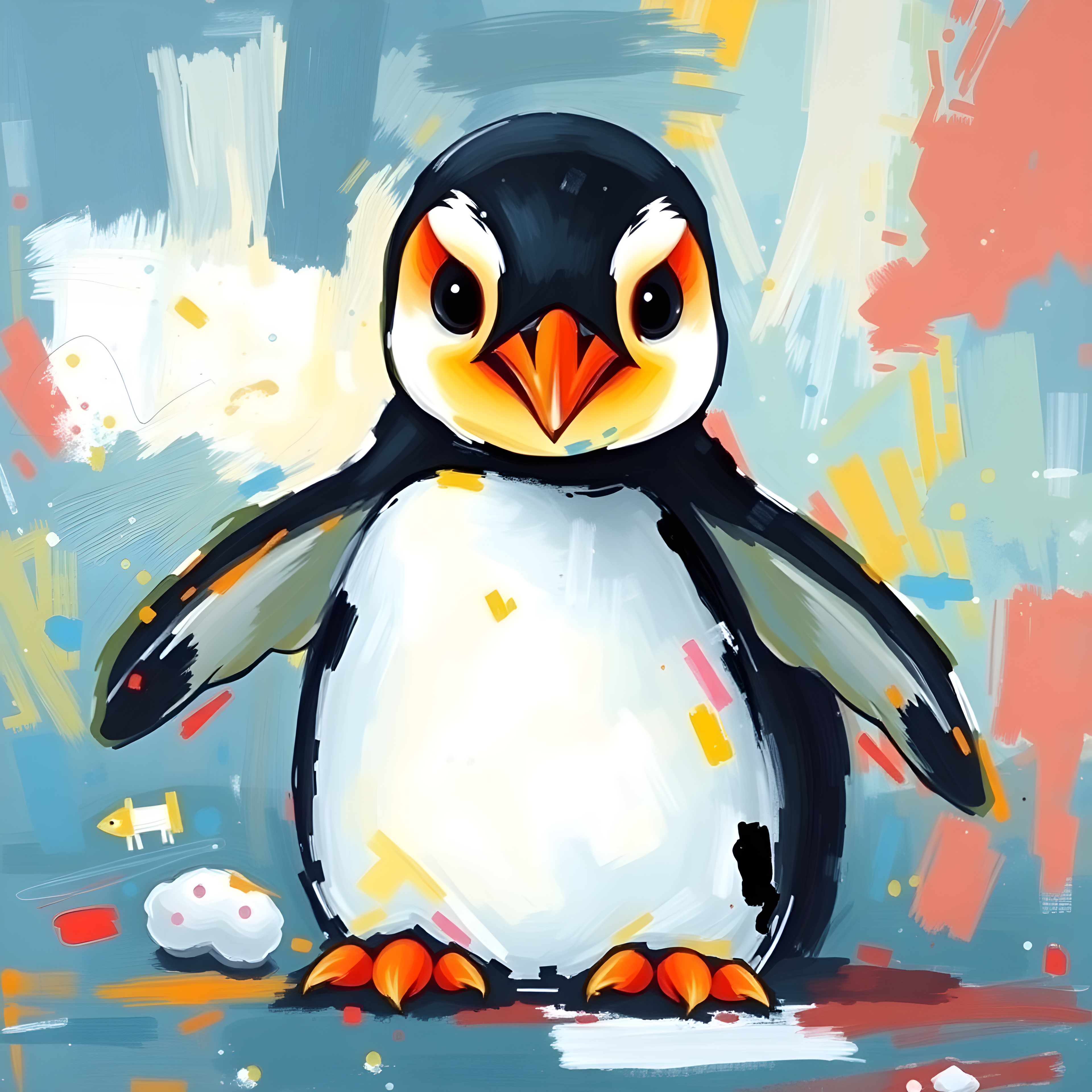 Colorful Abstract Penguin Modern Wall Art