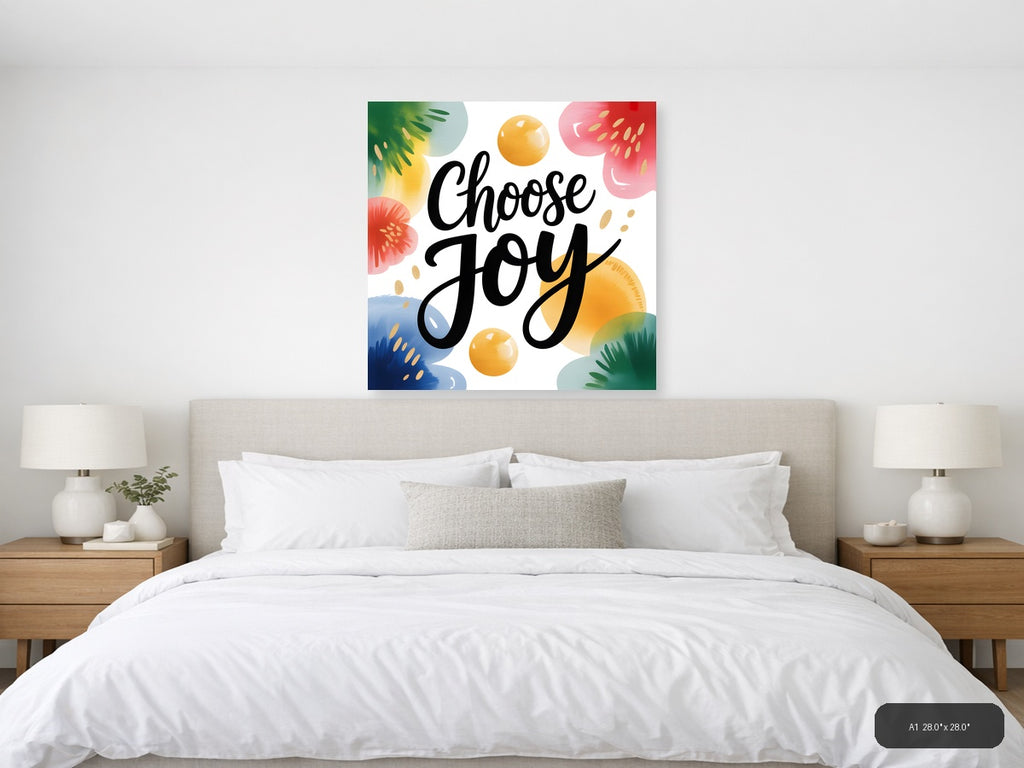 Choose Joy Watercolor Floral Wall Art — A1 / Bedroom