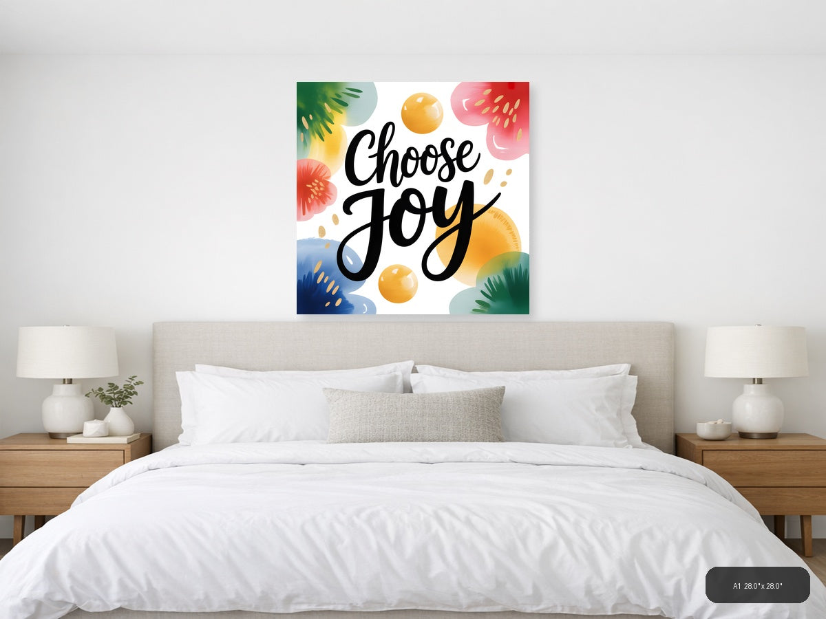 Choose Joy Watercolor Floral Wall Art — A1 / Bedroom