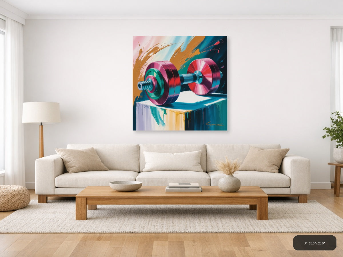 Dumbbell — Abstract (Square) Canvas Print | Abstract Wall Art | A4 A3 A2 A1 — A1 / Living Room