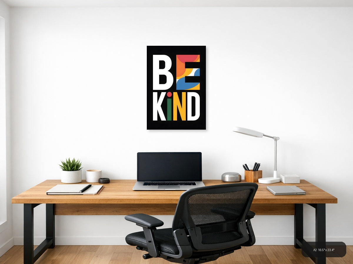 Be Kind Colorful Typography Photography Wall Art — A2 / Office