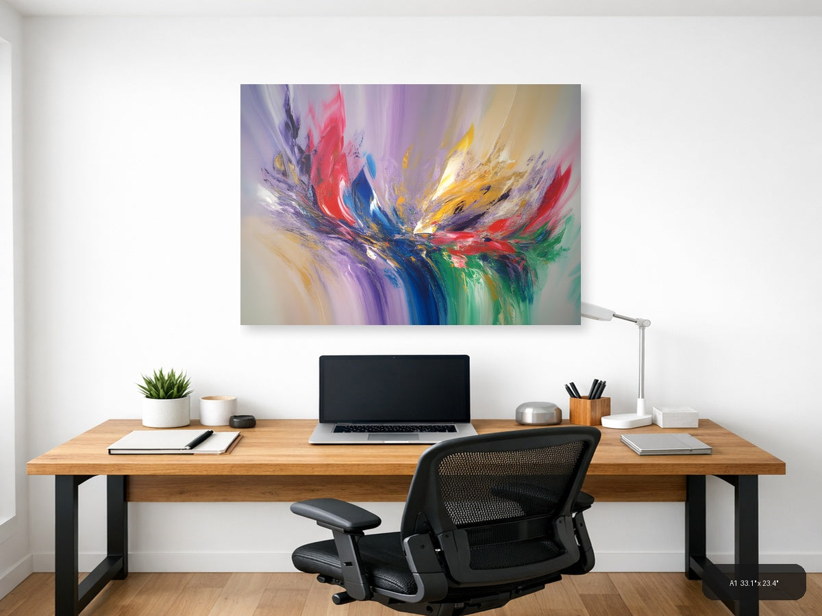 Colorful Abstract Explosion - Modern Purple Blue Red Wall Art — A1 / Office