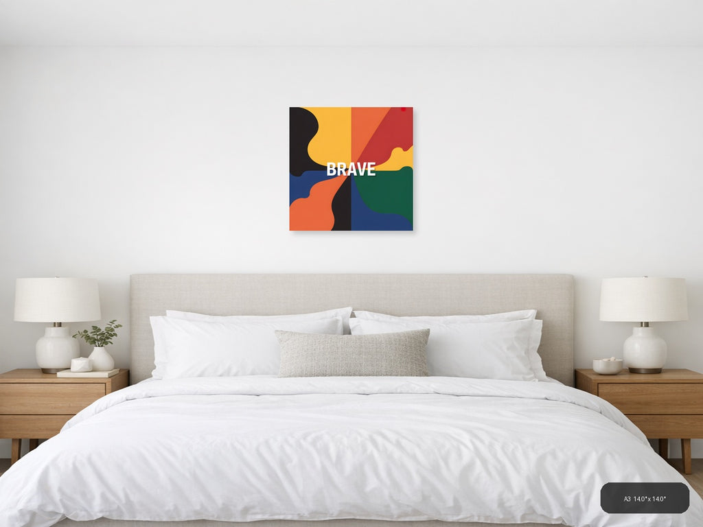 Brave Colorful Abstract Shapes Photography Wall Art — A3 / Bedroom