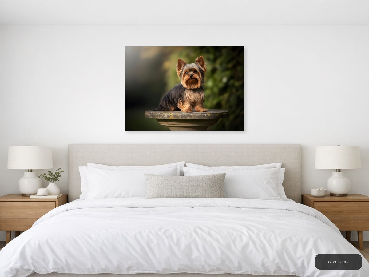 Shih Tzu Puppy on Stone Pedestal Photography Wall Art — A2 / Bedroom
