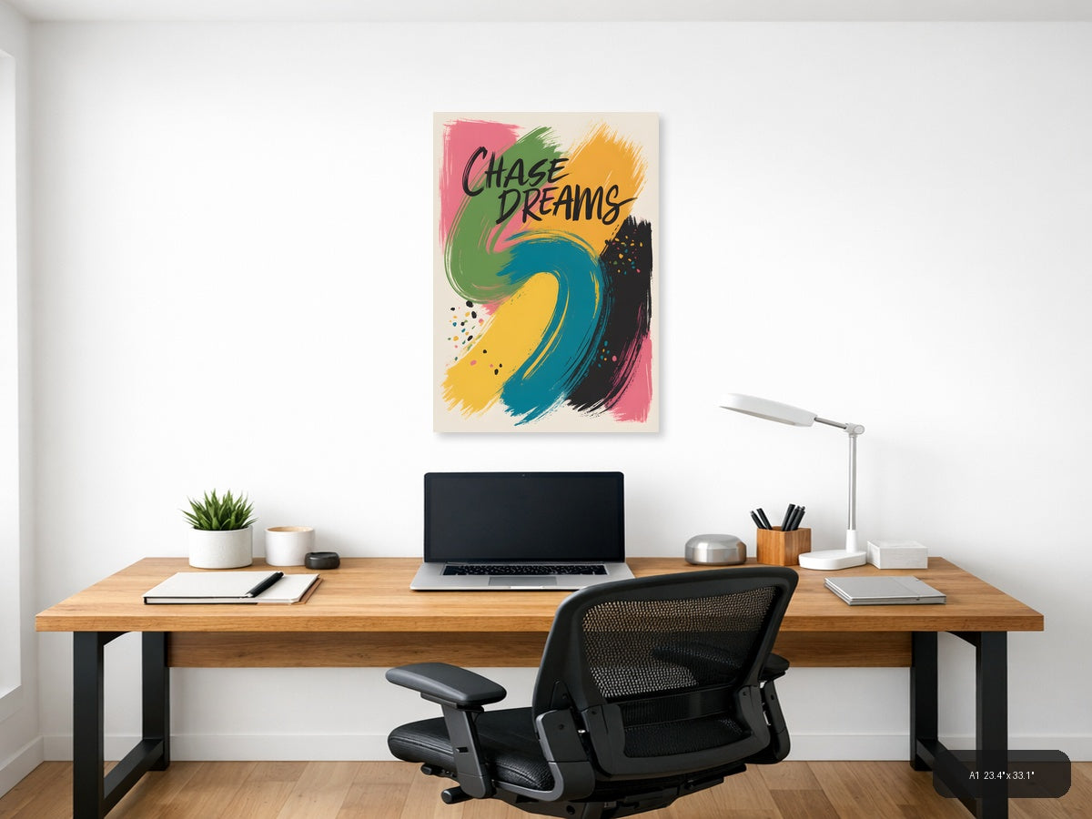 Chase Dreams Abstract Colorful Brushstrokes Wall Art — A1 / Office