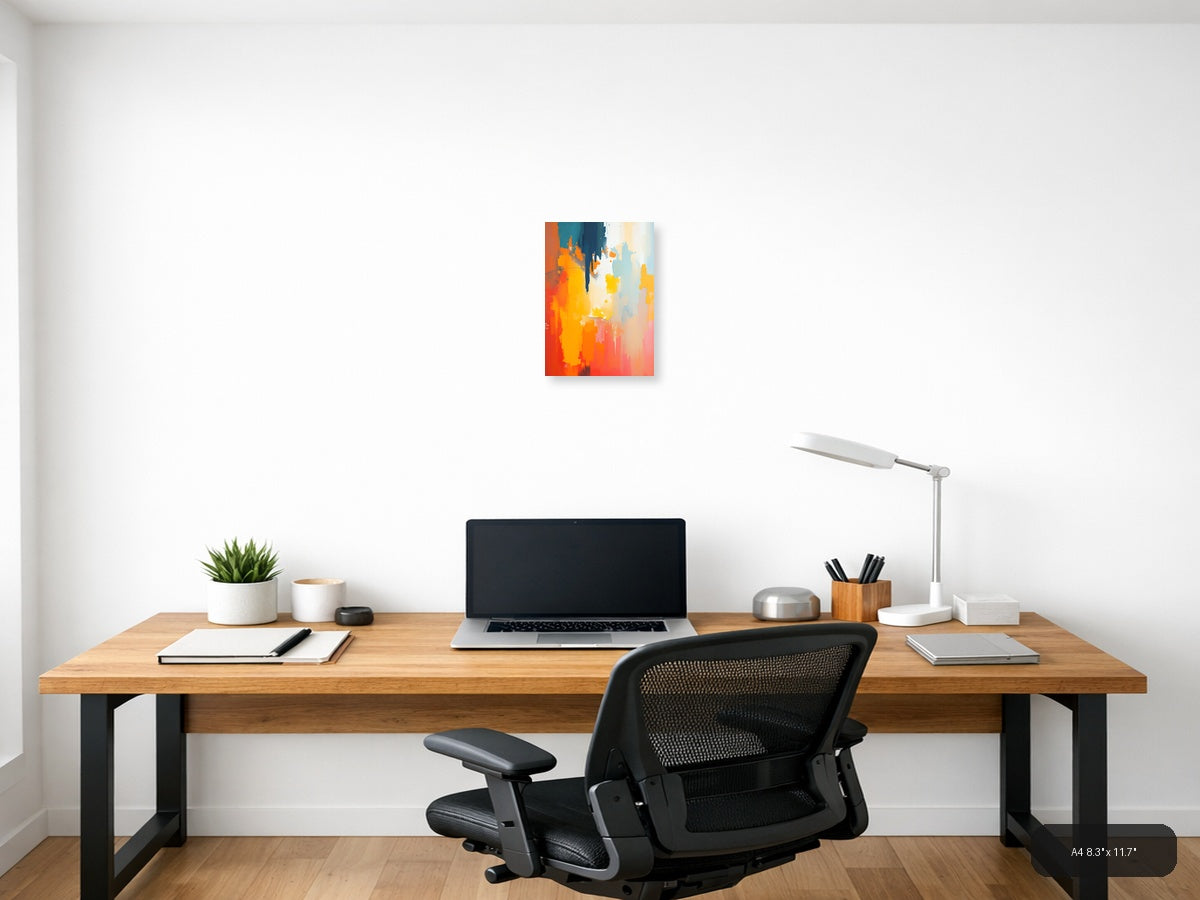 Abstract Colorful Splash Orange Blue Yellow Wall Art — A4 / Office