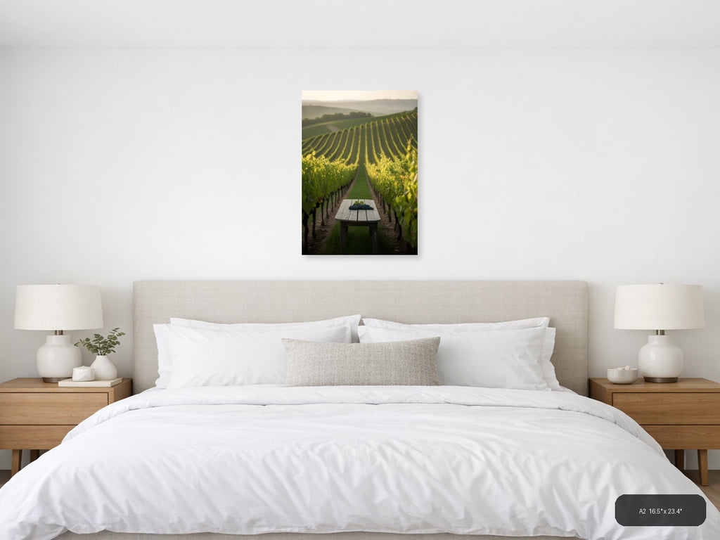 Vineyard Harvest Table Minimalist Wall Art — A2 / Bedroom