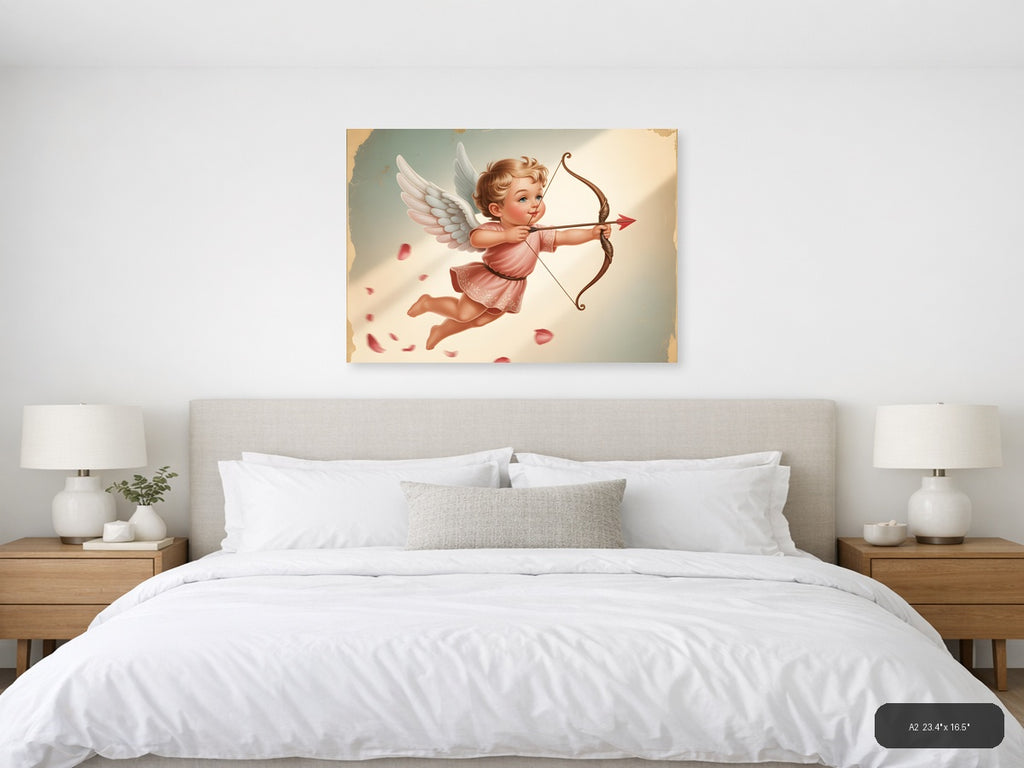 Vintage Cupid with Bow and Arrow Wall Art — A2 / Bedroom